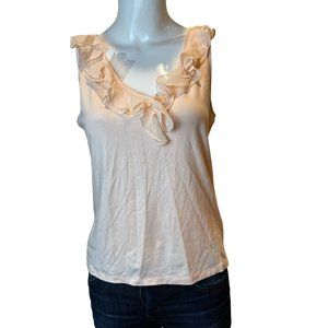 Lauren Ralph Lauren Womens Ruffled Top Sleeveless Tank V Neck Peach Size P/L